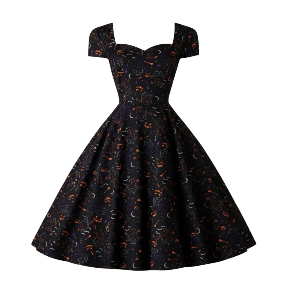 Banned‎ Retro All Hallows Cat Swing Dress Size UK Large